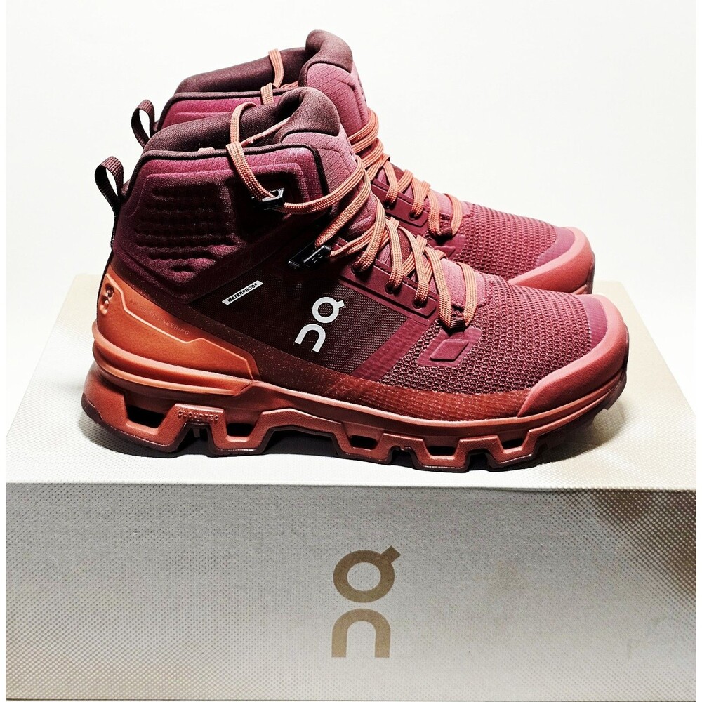 ON CLOUDROCK 2 BOOTS Waterproof Womens Sz8 Beet Auburn 63.98066 NEW IN BOX!